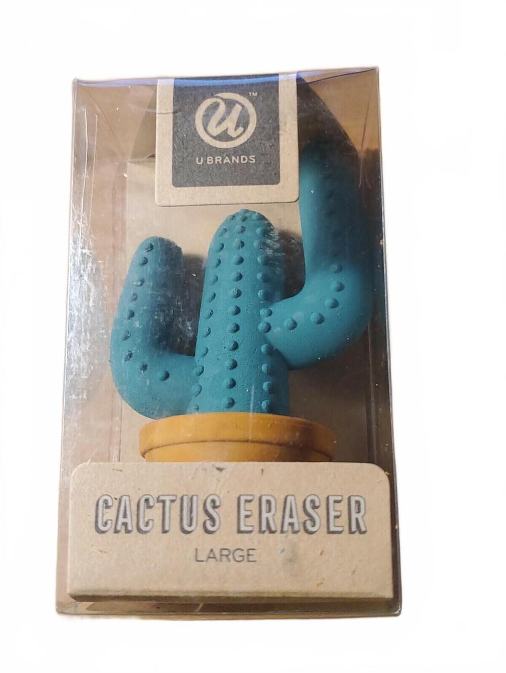 U Brands Cactus Large Blue Green and brown ERASER Brand New NIB. Back To School